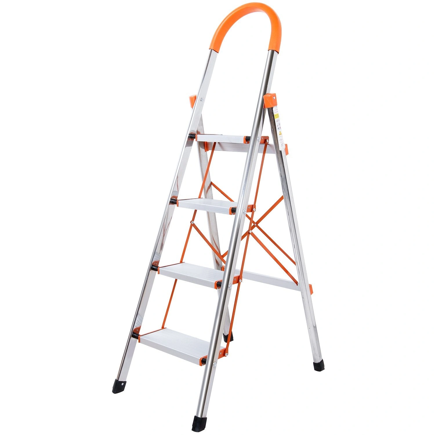 Heavy-Duty Folding Ladder: Safe, Stable Steps for Any Job - Silver Finish.