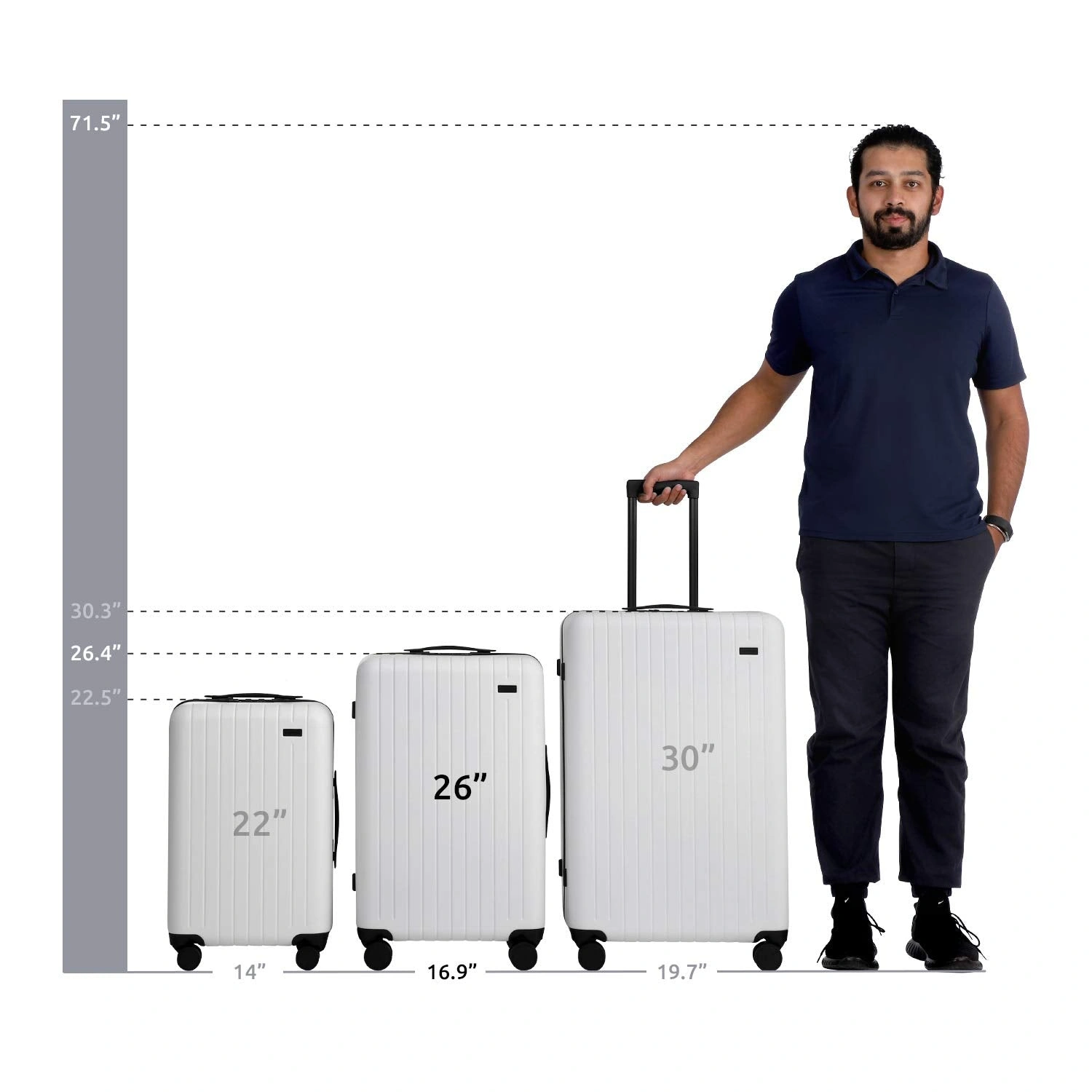 Effortless Travel: Sleek 26" White Hardside Spinner Rolling Suitcase.